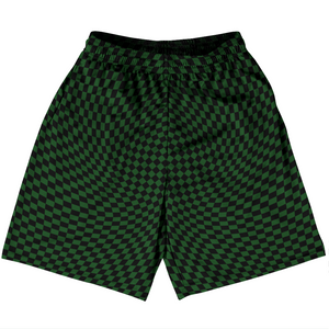 Warped Checkerboard Basketball Practice Shorts Made In USA - Green Hunter And Black Warped Checkerboard Basketball Practice Shorts Made In USA - Green Hunter And Black