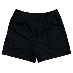 Warped Checkerboard Rugby Shorts Made In USA - Blue Navy Almost Black And Black Warped Checkerboard Rugby Shorts Made In USA - Blue Navy Almost Black And Black