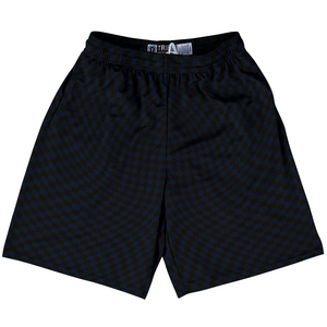 Warped Checkerboard Lacrosse Shorts Made In USA - Blue Navy Almost Black And Black Warped Checkerboard Lacrosse Shorts Made In USA - Blue Navy Almost Black And Black