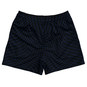 Warped Checkerboard Rugby Shorts Made In USA - Blue Navy And Black Warped Checkerboard Rugby Shorts Made In USA - Blue Navy And Black