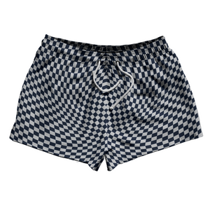 Warped Checkerboard 2.5" Swim Shorts Made in USA - Blue Navy And Grey Medium Warped Checkerboard 2.5" Swim Shorts Made in USA - Blue Navy And Grey Medium
