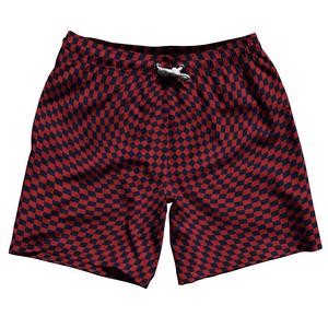Warped Checkerboard Swim Shorts 7" Made in USA - Blue Navy And Red Dark Warped Checkerboard Swim Shorts 7" Made in USA - Blue Navy And Red Dark