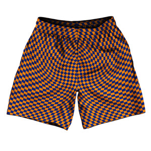 Warped Checkerboard Athletic Running Fitness Exercise Shorts 7" Inseam Shorts Made In USA - Blue Royal And Tennessee Orange Warped Checkerboard Athletic Running Fitness Exercise Shorts 7" Inseam Shorts Made In USA - Blue Royal And Tennessee Orange