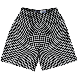 Warped Checkerboard Lacrosse Shorts Made In USA - Grey Medium And Black Warped Checkerboard Lacrosse Shorts Made In USA - Grey Medium And Black