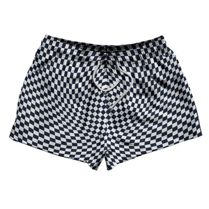Warped Checkerboard 2.5" Swim Shorts Made in USA - Blue Navy And White