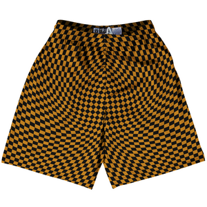 Warped Checkerboard Lacrosse Shorts Made In USA - Orange Burnt And Black Warped Checkerboard Lacrosse Shorts Made In USA - Orange Burnt And Black