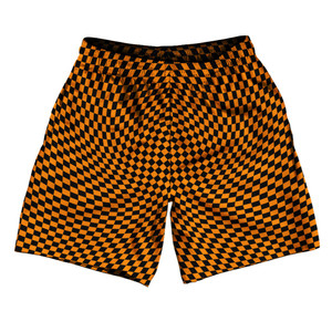 Warped Checkerboard Athletic Running Fitness Exercise Shorts 7" Inseam Shorts Made In USA - Orange Tennessee And Black Warped Checkerboard Athletic Running Fitness Exercise Shorts 7" Inseam Shorts Made In USA - Orange Tennessee And Black