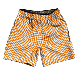 Warped Checkerboard Athletic Running Fitness Exercise Shorts 7" Inseam Shorts Made In USA - Orange Tennessee And White Warped Checkerboard Athletic Running Fitness Exercise Shorts 7" Inseam Shorts Made In USA - Orange Tennessee And White