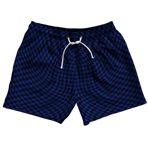 Warped Checkerboard 5" Swim Shorts Made in USA - Blue Royal And Black