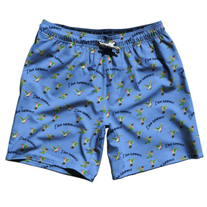 Hummingbirds I LOVE HUMMERS Swim Shorts 7" Made in USA - Carolina Blue Hummingbirds I LOVE HUMMERS Swim Shorts 7" Made in USA - Carolina Blue