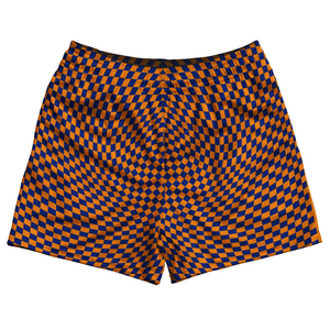 Warped Checkerboard Rugby Shorts Made In USA - Blue Royal And Tennessee Orange