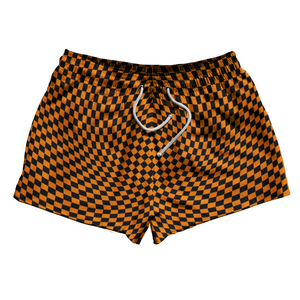 Warped Checkerboard 2.5" Swim Shorts Made in USA - Orange Tennessee And Black Warped Checkerboard 2.5" Swim Shorts Made in USA - Orange Tennessee And Black