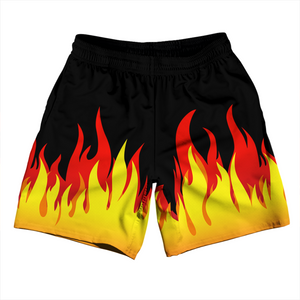 Flame Pattern Soccer Shorts Made In USA - Yellow Black Flame Pattern Soccer Shorts Made In USA - Yellow Black