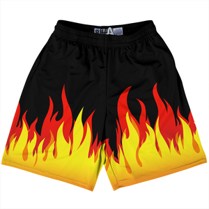 Flame Pattern Lacrosse Shorts Made In USA - Yellow Black Flame Pattern Lacrosse Shorts Made In USA - Yellow Black