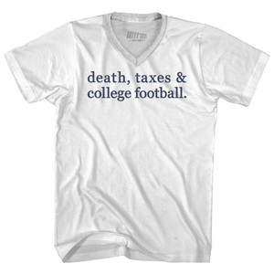 Death, Taxes & College Football Adult Tri-Blend V-neck T-shirt - White Death, Taxes & College Football Adult Tri-Blend V-neck T-shirt - White