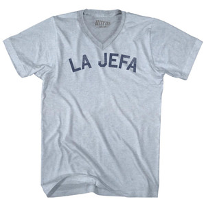 La Jefa Adult Tri-Blend V-neck T-shirt - Athletic White