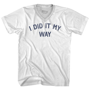I Did It My Way Adult Tri-Blend V-neck T-shirt - White