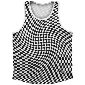 Warped Checkerboard Athletic Sport Tank Top Made In USA - Black And White Warped Checkerboard Athletic Sport Tank Top Made In USA - Black And White