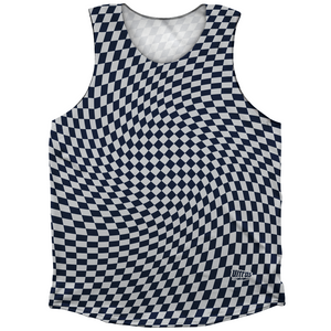 Warped Checkerboard Athletic Tank Top - Blue Navy And Grey Medium Warped Checkerboard Athletic Tank Top - Blue Navy And Grey Medium
