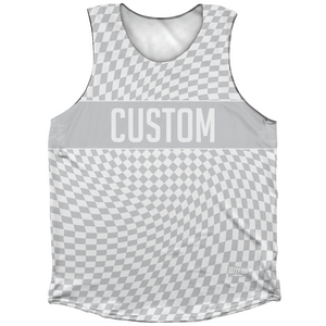 Warped Checkerboard Custom Athletic Tank Top - Grey Medium And White Warped Checkerboard Custom Athletic Tank Top - Grey Medium And White