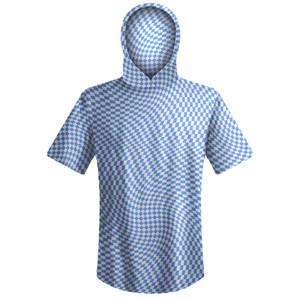 Warped Checkerboard Sport Hoodie - Blue Carolina And White