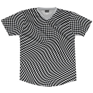 Warped Checkerboard Soccer Jersey Made In USA - Grey Medium And Black Warped Checkerboard Soccer Jersey Made In USA - Grey Medium And Black