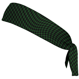 Warped Checkerboard Headband Made In USA - Green Hunter And Black Warped Checkerboard Headband Made In USA - Green Hunter And Black