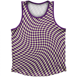 Warped Checkerboard Athletic Sport Tank Top Made In USA - Purple Medium And Vegas Gold Warped Checkerboard Athletic Sport Tank Top Made In USA - Purple Medium And Vegas Gold