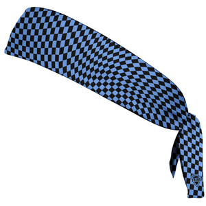 Warped Checkerboard Headband Made In USA - Blue Carolina And Black Warped Checkerboard Headband Made In USA - Blue Carolina And Black