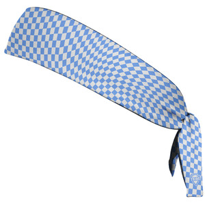 Warped Checkerboard Headband Made In USA - Blue Carolina And White Warped Checkerboard Headband Made In USA - Blue Carolina And White