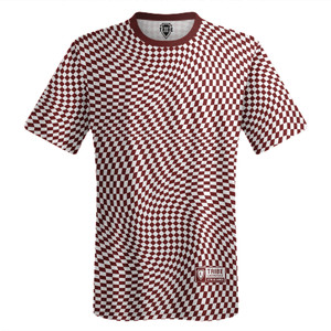 Warped Checkerboard Lacrosse Shooter Shirt - Red Maroon And White Warped Checkerboard Lacrosse Shooter Shirt - Red Maroon And White