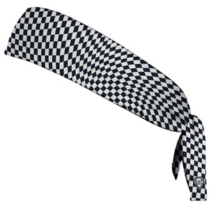Warped Checkerboard Headband Made In USA - Blue Navy Almost Black And White Warped Checkerboard Headband Made In USA - Blue Navy Almost Black And White