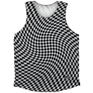 Warped Checkerboard Athletic Tank Top - Grey Medium And Black