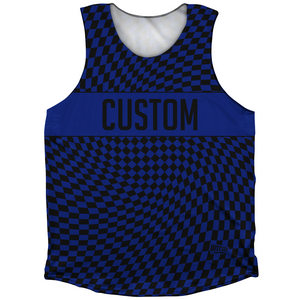 Warped Checkerboard Custom Athletic Tank Top - Blue Royal And Black Warped Checkerboard Custom Athletic Tank Top - Blue Royal And Black