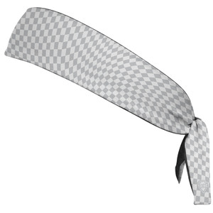 Warped Checkerboard Headband Made In USA - Grey Medium And White Warped Checkerboard Headband Made In USA - Grey Medium And White