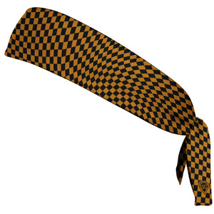 Warped Checkerboard Headband Made In USA - Orange Burnt And Black Warped Checkerboard Headband Made In USA - Orange Burnt And Black