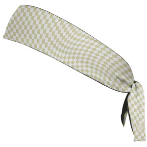 Warped Checkerboard Headband Made In USA - Vegas Gold And White Warped Checkerboard Headband Made In USA - Vegas Gold And White