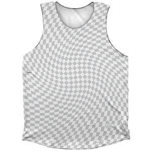 Warped Checkerboard Athletic Tank Top - Grey Medium And White