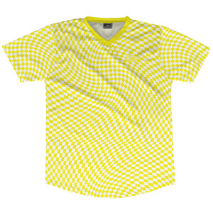 Warped Checkerboard Soccer Jersey Made In USA - Yellow Bright And White Warped Checkerboard Soccer Jersey Made In USA - Yellow Bright And White