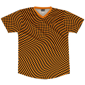 Warped Checkerboard Soccer Jersey Made In USA - Orange Tennessee And Black Warped Checkerboard Soccer Jersey Made In USA - Orange Tennessee And Black