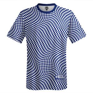 Warped Checkerboard Lacrosse Shooter Shirt - Blue Royal And White Warped Checkerboard Lacrosse Shooter Shirt - Blue Royal And White