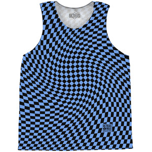 Warped Checkerboard Basketball Singlets - Blue Carolina And Black