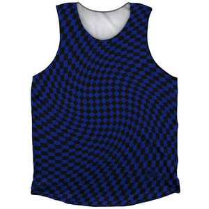 Warped Checkerboard Athletic Tank Top - Blue Royal And Black