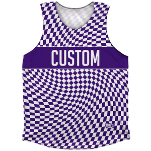 Warped Checkerboard Custom Athletic Tank Top - Purple Lakers And White Warped Checkerboard Custom Athletic Tank Top - Purple Lakers And White
