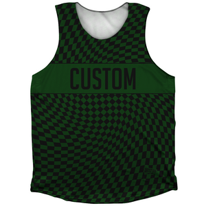 Warped Checkerboard Custom Athletic Tank Top - Green Forest And Black Warped Checkerboard Custom Athletic Tank Top - Green Forest And Black