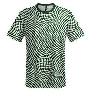 Warped Checkerboard Lacrosse Shooter Shirt - Green Hunter And White Warped Checkerboard Lacrosse Shooter Shirt - Green Hunter And White