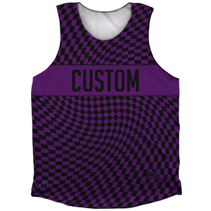 Warped Checkerboard Custom Athletic Tank Top - Purple Medium And Black Warped Checkerboard Custom Athletic Tank Top - Purple Medium And Black