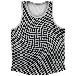 Warped Checkerboard Athletic Sport Tank Top Made In USA - Grey Medium And Black Warped Checkerboard Athletic Sport Tank Top Made In USA - Grey Medium And Black