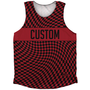 Warped Checkerboard Custom Athletic Tank Top - Red Cardinal And Black Warped Checkerboard Custom Athletic Tank Top - Red Cardinal And Black
