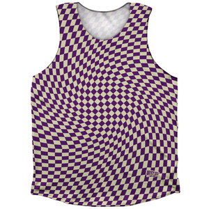 Warped Checkerboard Athletic Tank Top - Purple Medium And Vegas Gold Warped Checkerboard Athletic Tank Top - Purple Medium And Vegas Gold
